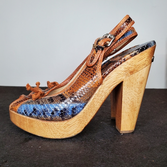 MICHAEL Michael Kors Shoes - 10) MICHAEL KORS Ombre Snake 🐍 Chunk Wood Platform Slingbacks Sz. 8.5
